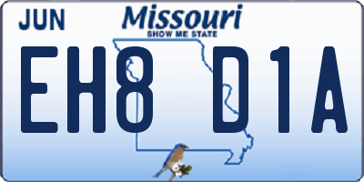 MO license plate EH8D1A