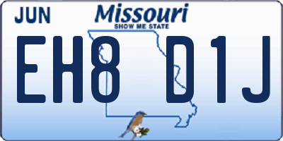 MO license plate EH8D1J