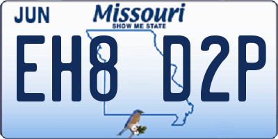 MO license plate EH8D2P