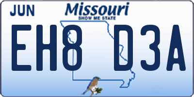 MO license plate EH8D3A