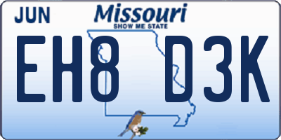 MO license plate EH8D3K