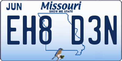 MO license plate EH8D3N