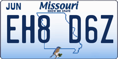 MO license plate EH8D6Z