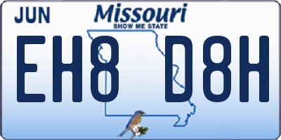 MO license plate EH8D8H