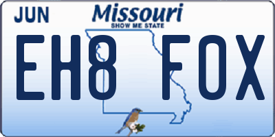 MO license plate EH8F0X