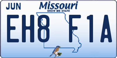 MO license plate EH8F1A