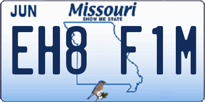 MO license plate EH8F1M