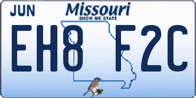 MO license plate EH8F2C