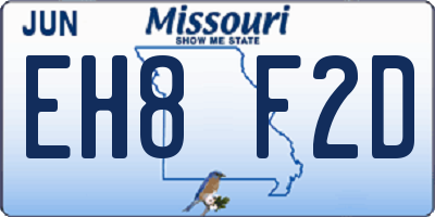 MO license plate EH8F2D