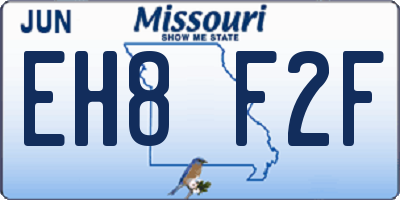 MO license plate EH8F2F