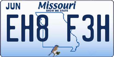 MO license plate EH8F3H