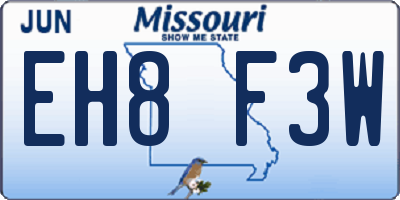 MO license plate EH8F3W