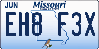 MO license plate EH8F3X