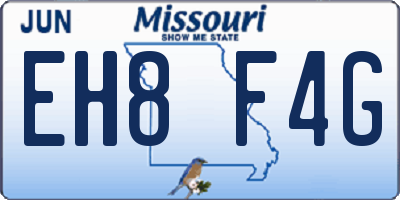 MO license plate EH8F4G