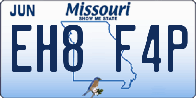 MO license plate EH8F4P