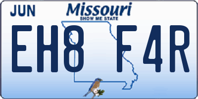 MO license plate EH8F4R