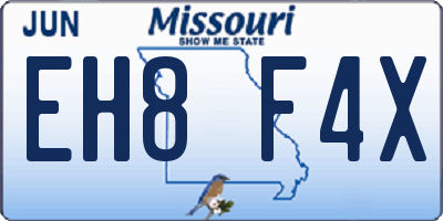 MO license plate EH8F4X