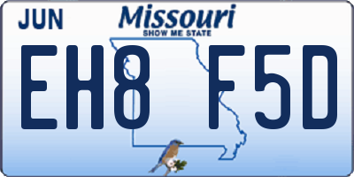 MO license plate EH8F5D