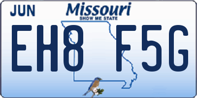MO license plate EH8F5G