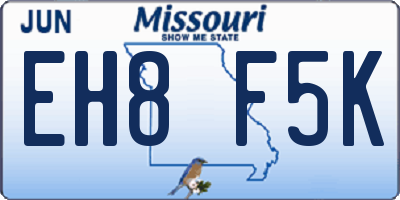 MO license plate EH8F5K