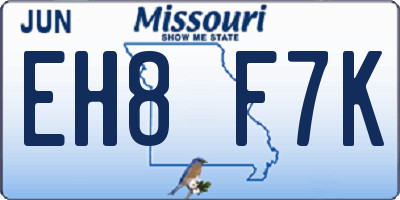 MO license plate EH8F7K