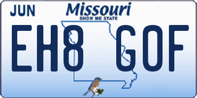 MO license plate EH8G0F
