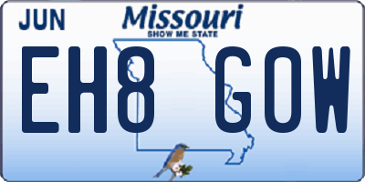 MO license plate EH8G0W