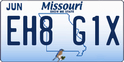 MO license plate EH8G1X