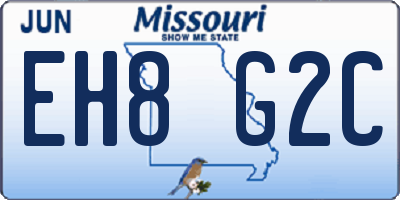 MO license plate EH8G2C