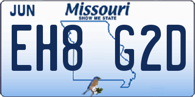MO license plate EH8G2D