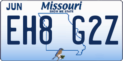 MO license plate EH8G2Z