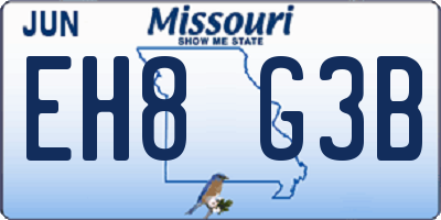 MO license plate EH8G3B