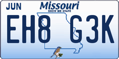 MO license plate EH8G3K