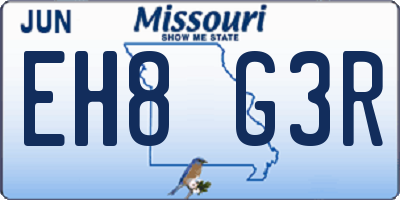 MO license plate EH8G3R