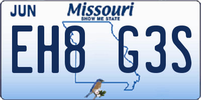 MO license plate EH8G3S