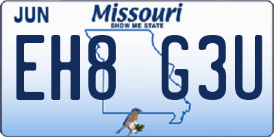 MO license plate EH8G3U
