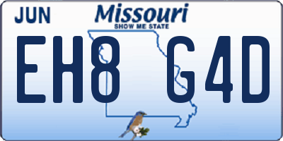 MO license plate EH8G4D