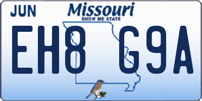 MO license plate EH8G9A