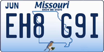 MO license plate EH8G9I