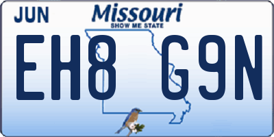 MO license plate EH8G9N