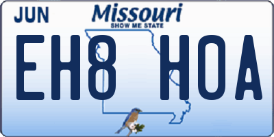 MO license plate EH8H0A