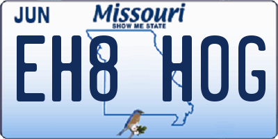 MO license plate EH8H0G