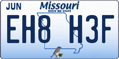 MO license plate EH8H3F