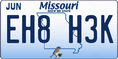 MO license plate EH8H3K