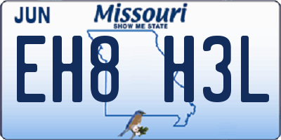 MO license plate EH8H3L
