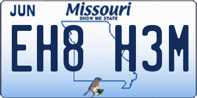 MO license plate EH8H3M