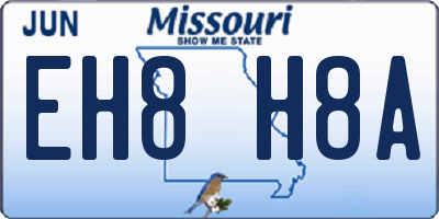 MO license plate EH8H8A