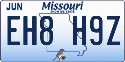 MO license plate EH8H9Z