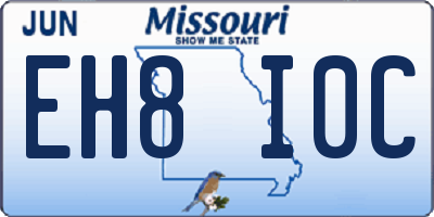 MO license plate EH8I0C