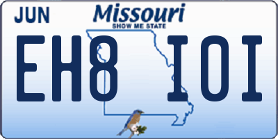 MO license plate EH8I0I